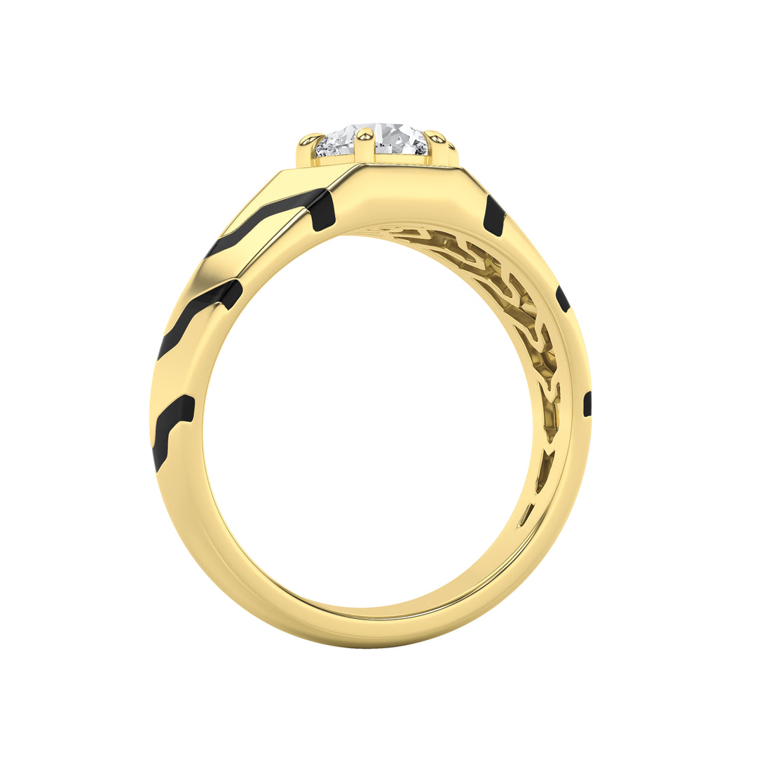 1.5Cttw Round Shaped Lab Grown Diamond (F/VS) Mens Ring in 14K Gold
