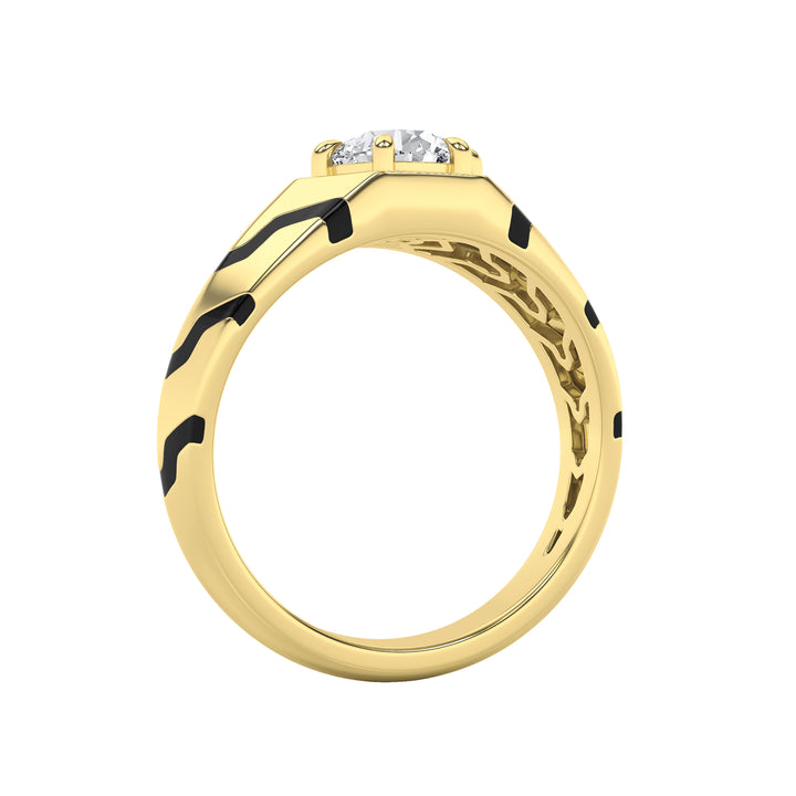1.5Cttw Round Shaped Lab Grown Diamond (F/VS) Mens Ring in 14K Gold