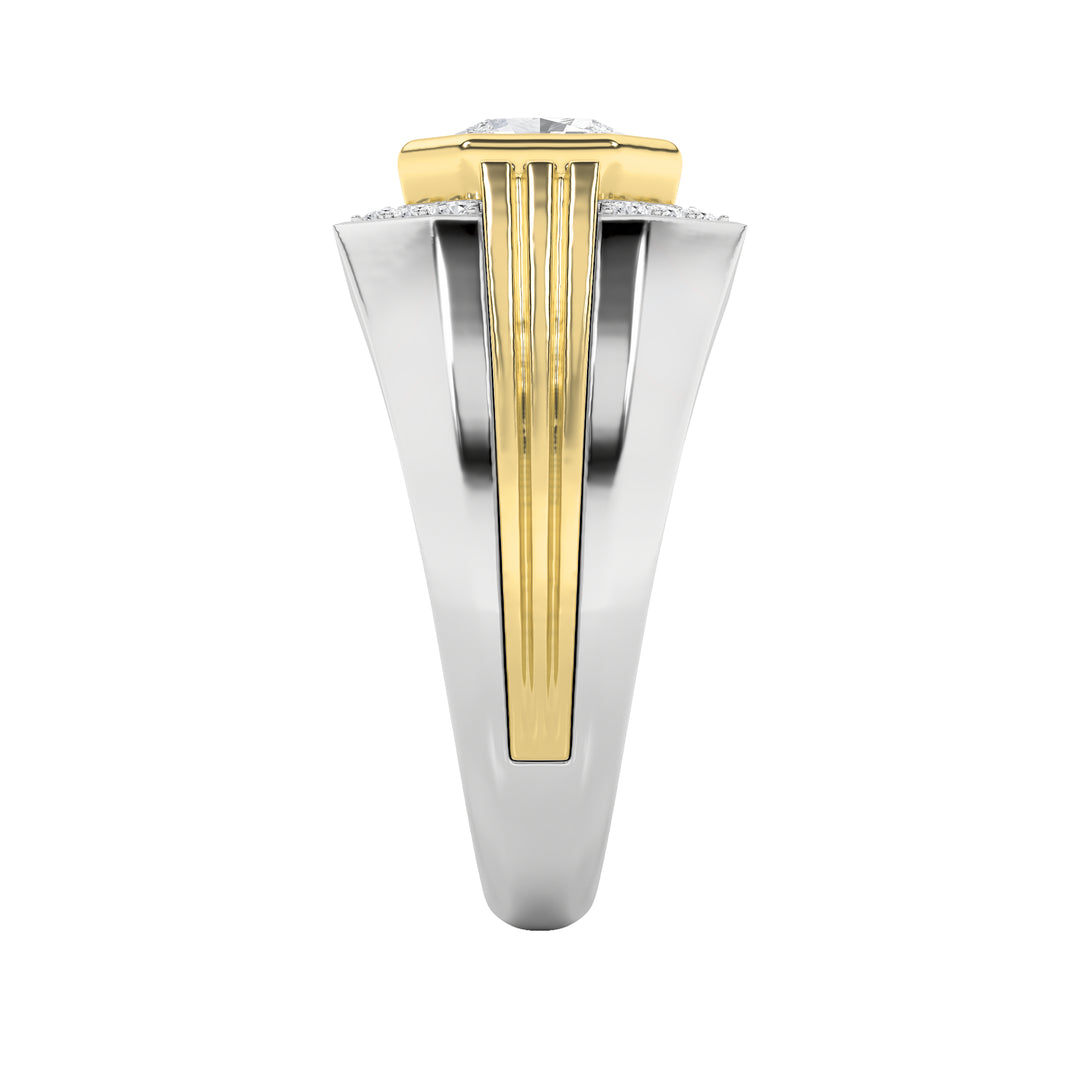 3Cttw Asscher Shaped Lab Grown Diamond (F/VS) Mens Ring in 14K Gold