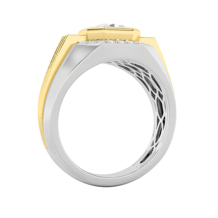 3Cttw Asscher Shaped Lab Grown Diamond (F/VS) Mens Ring in 14K Gold