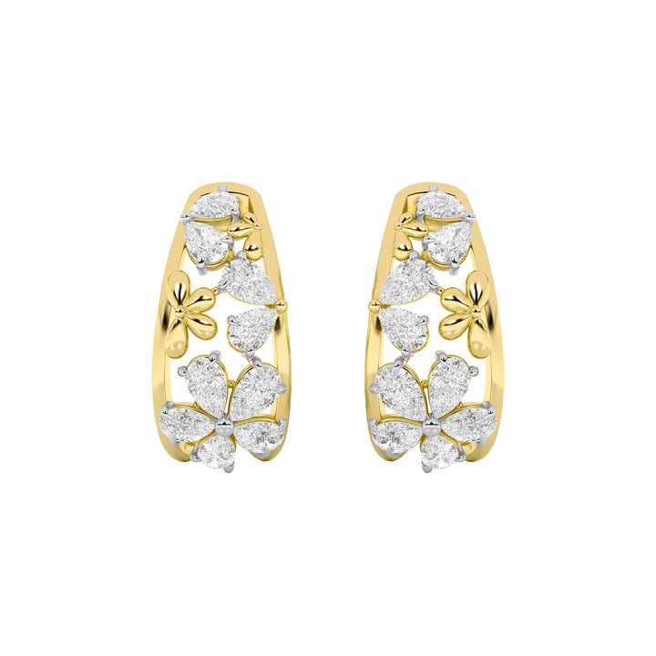 4.5Cttw Pear Shaped Lab Grown Diamond (F/VS) Fancy Flower Earrings in 14K Gold