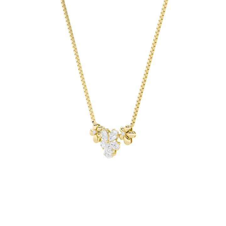 2CTW Pear Shaped Lab Grown Diamond (F/VS) Fancy Flower Necklace in 14K Gold