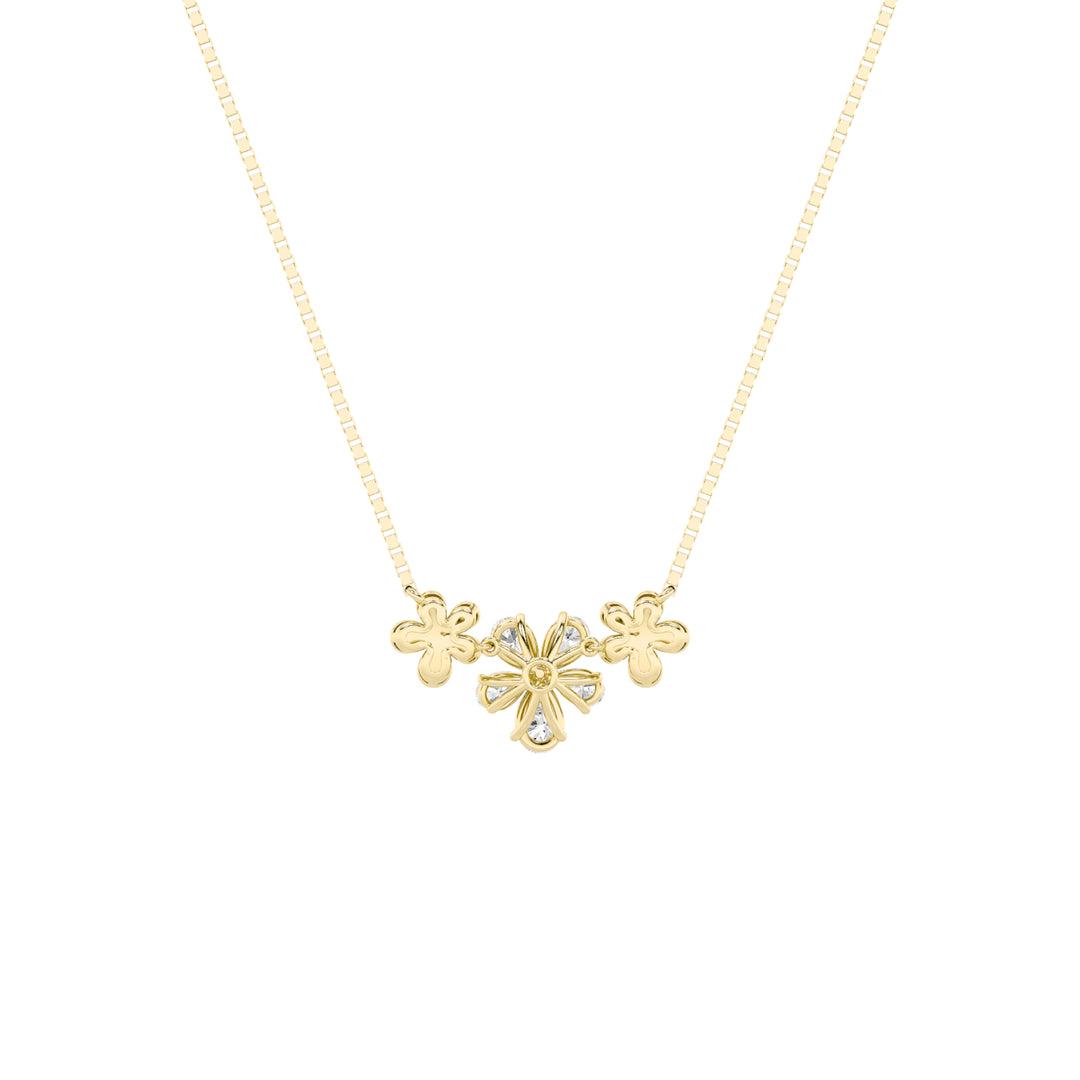 2CTW Pear Shaped Lab Grown Diamond (F/VS) Fancy Flower Necklace in 14K Gold