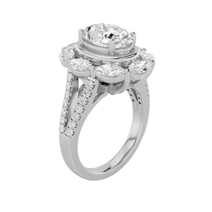 3.75Cttw Oval Shaped Lab Grown Diamond (G/VS)  Ring in 14K Gold