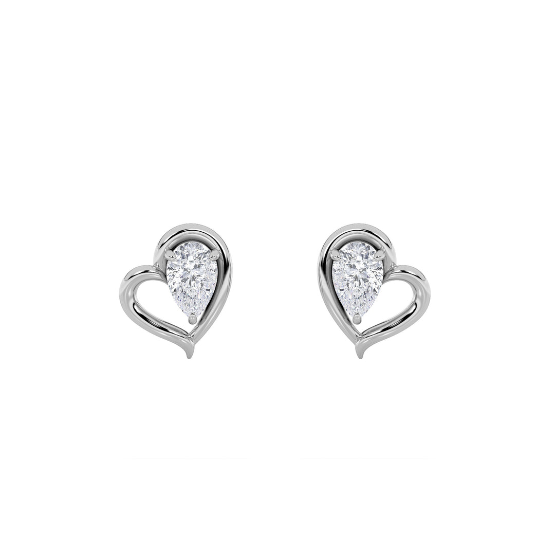 0.5CTW Pear Shaped Lab Grown Diamond (F/VS) Heart Shaped Earrings in 14K Gold