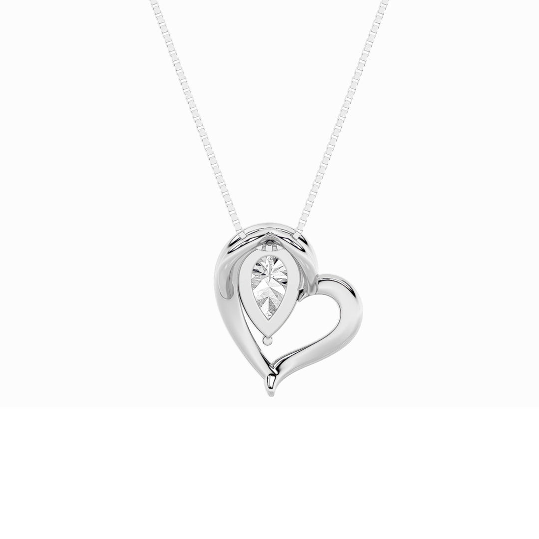 0.5CTW Pear Shaped Lab Grown Diamond (F/VS) Heart Pendant in 14K  White Gold