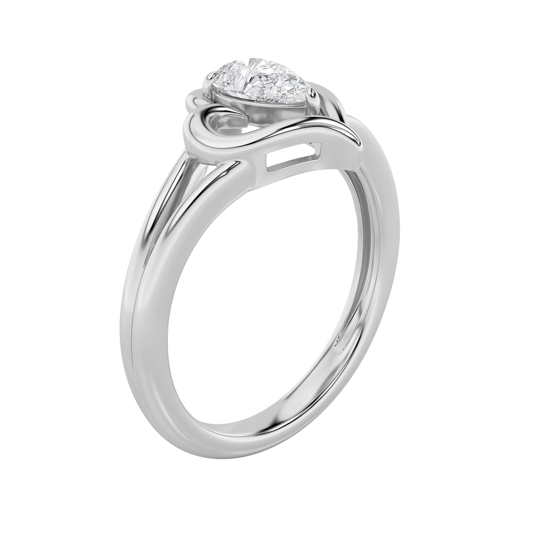 0.5CTW Pear Shaped Lab Grown Diamond (F/VS) Heart Ring in 14K  White Gold