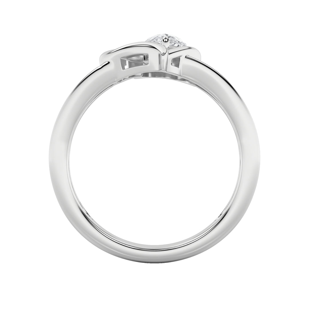 0.5CTW Pear Shaped Lab Grown Diamond (F/VS) Heart Ring in 14K  White Gold