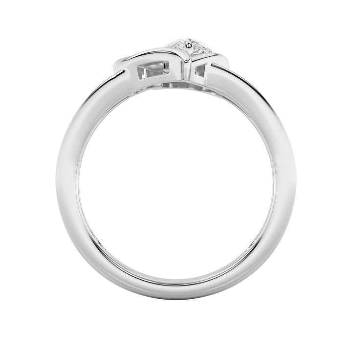 0.5CTW Pear Shaped Lab Grown Diamond (F/VS) Heart Ring in 14K  White Gold