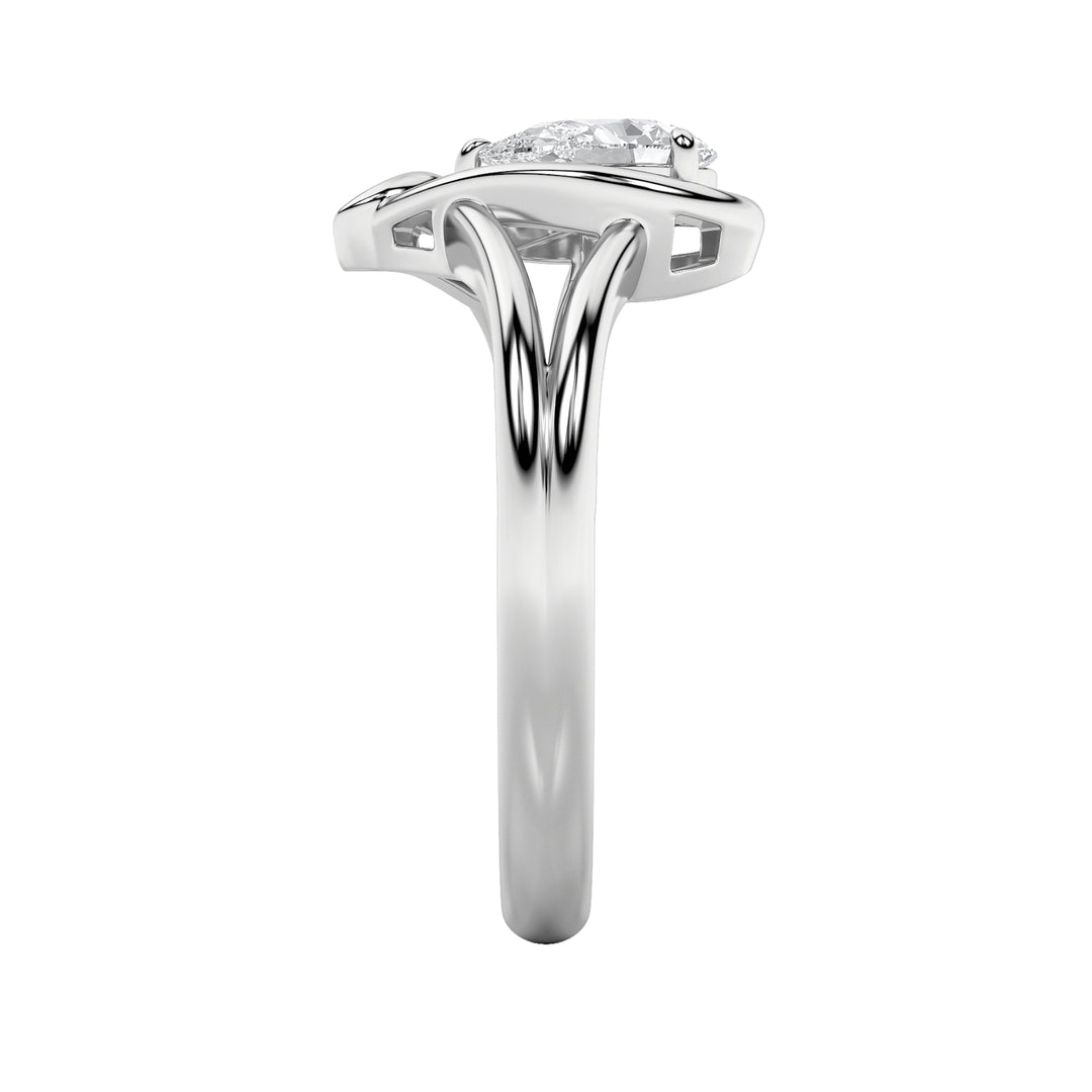 0.5CTW Pear Shaped Lab Grown Diamond (F/VS) Heart Ring in 14K  White Gold