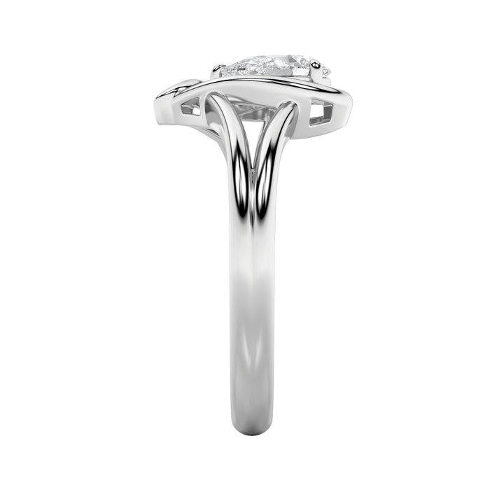 0.5CTW Pear Shaped Lab Grown Diamond (F/VS) Heart Ring in 14K  White Gold
