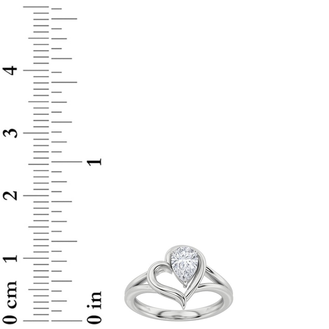 0.5CTW Pear Shaped Lab Grown Diamond (F/VS) Heart Ring in 14K  White Gold