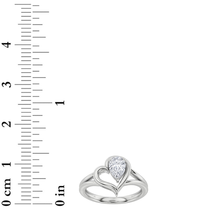 0.5CTW Pear Shaped Lab Grown Diamond (F/VS) Heart Ring in 14K  White Gold