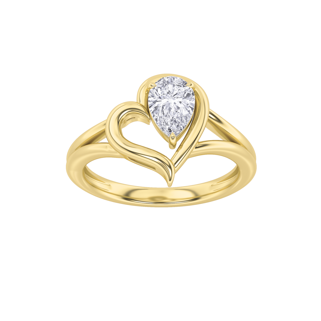 14K Yellow Gold 0.5ct Lab Diamond Solitaire Ring
