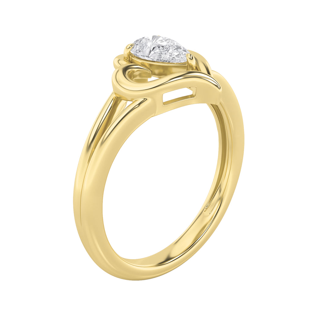 0.5CTW Pear Shaped Lab Grown Diamond (F/VS) Heart Ring in 14K Yellow Gold
