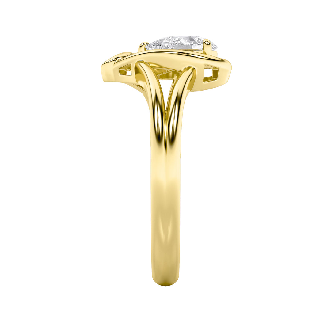 0.5CTW Pear Shaped Lab Grown Diamond (F/VS) Heart Ring in 14K Yellow Gold