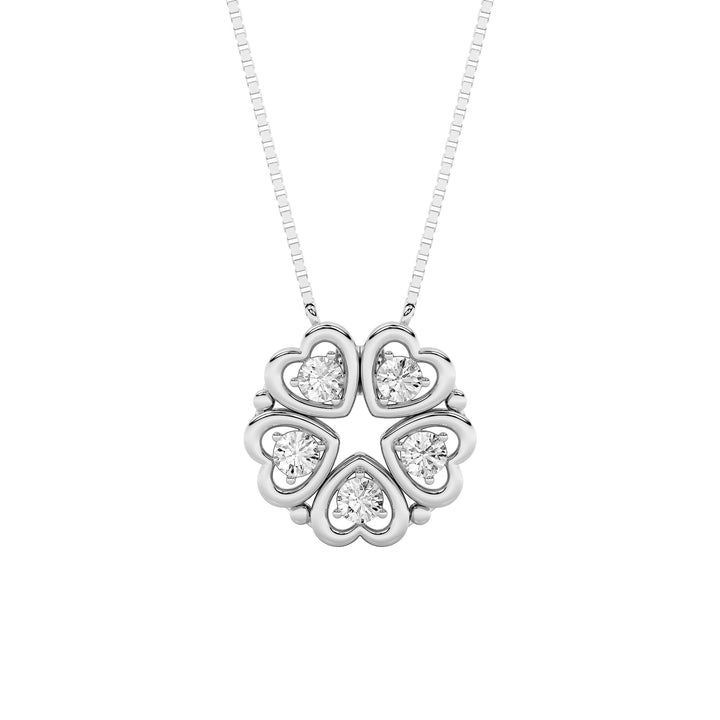 1Cttw Round Shaped Lab Grown Diamond (F/VS) HeartShaped Necklace in 14K Gold