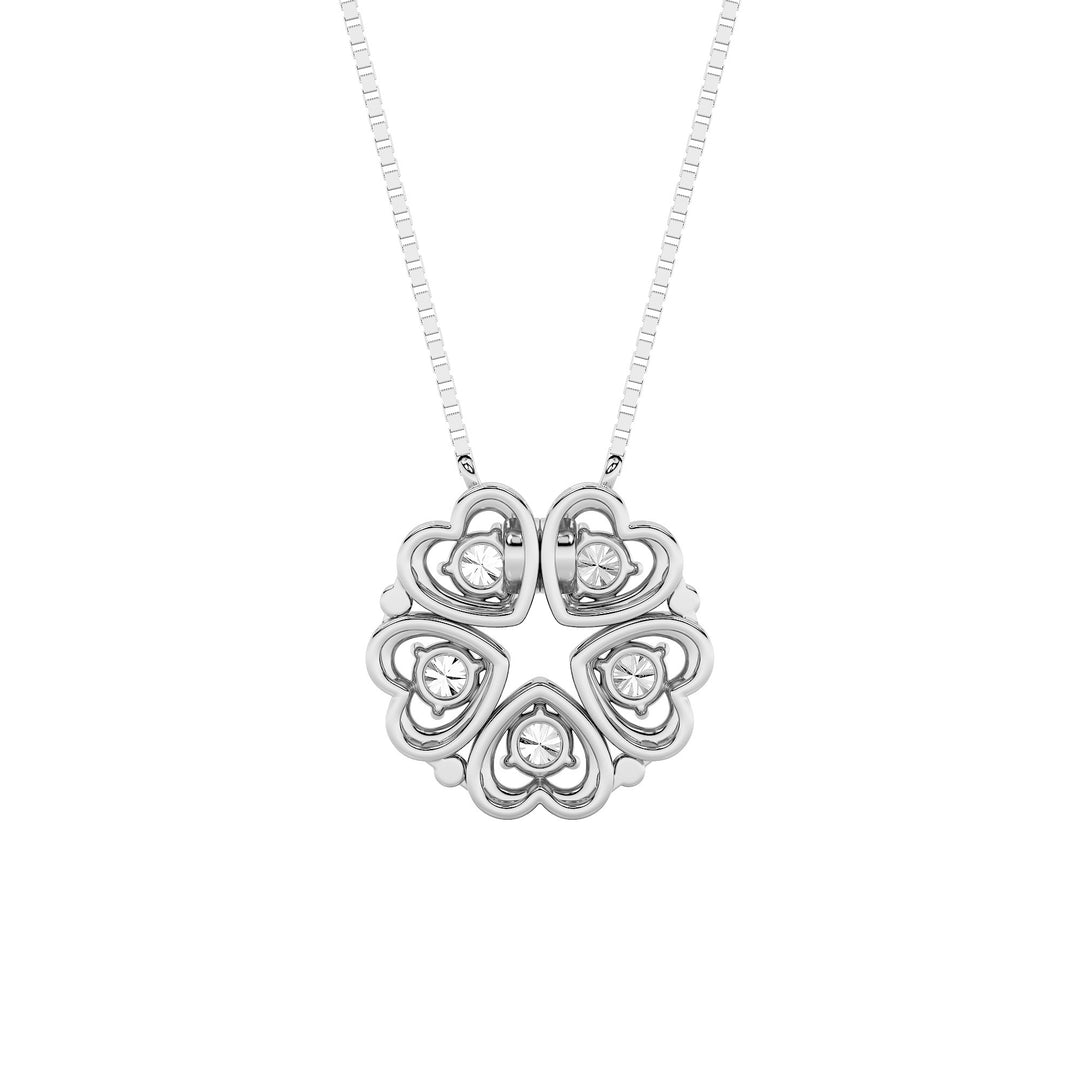 1Cttw Round Shaped Lab Grown Diamond (F/VS) HeartShaped Necklace in 14K Gold