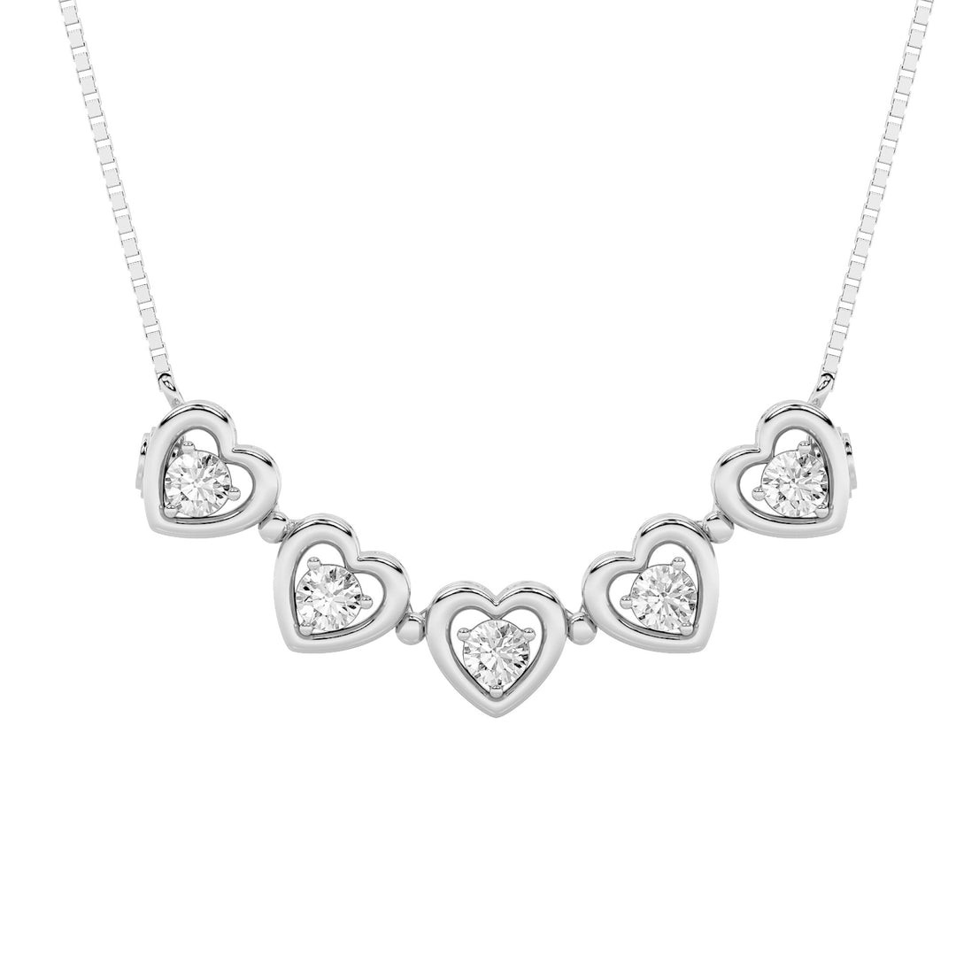 1Cttw Round Shaped Lab Grown Diamond (F/VS) HeartShaped Necklace in 14K Gold