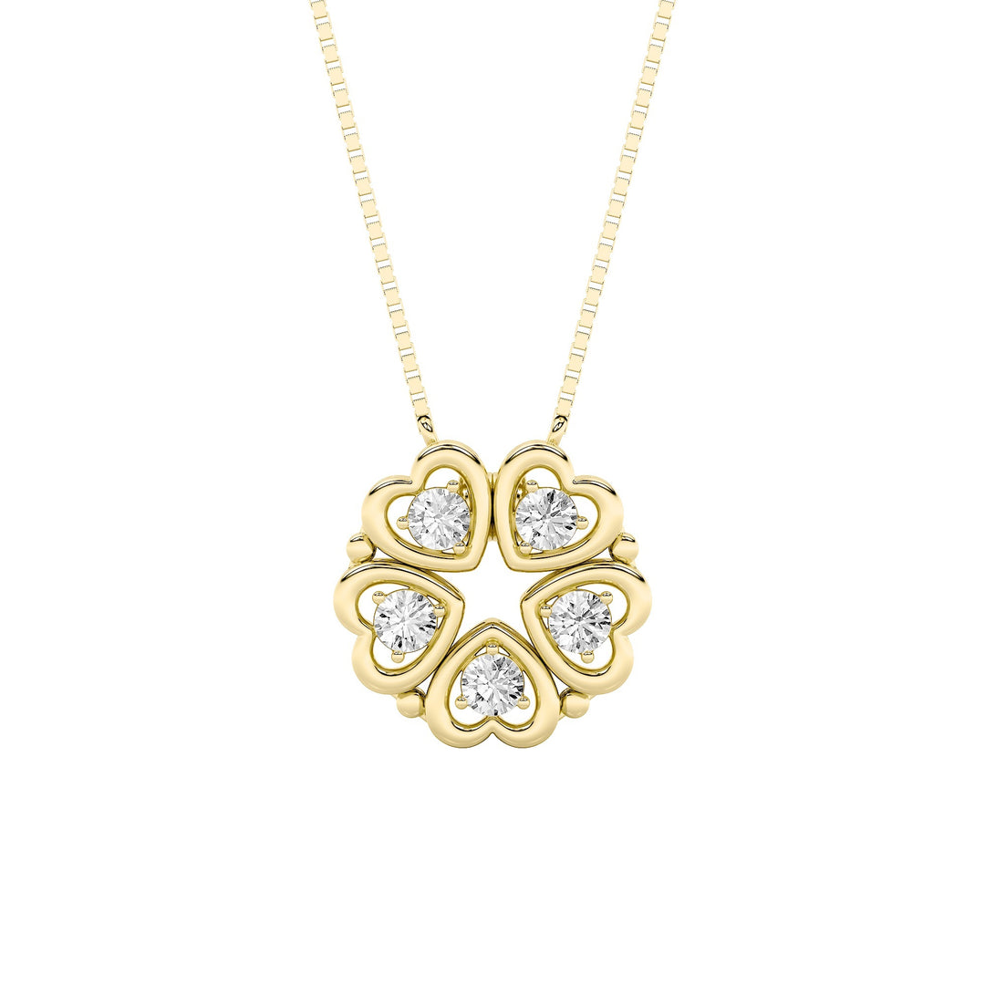 1Cttw Round Shaped Lab Grown Diamond (F/VS) HeartShaped Necklace in 14K Gold