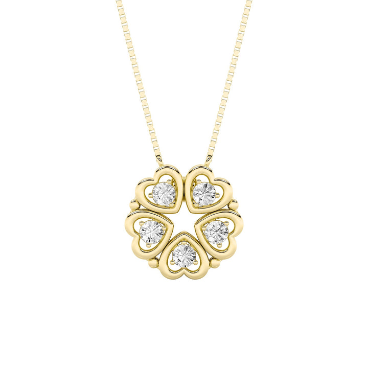 1Cttw Round Shaped Lab Grown Diamond (F/VS) HeartShaped Necklace in 14K Gold