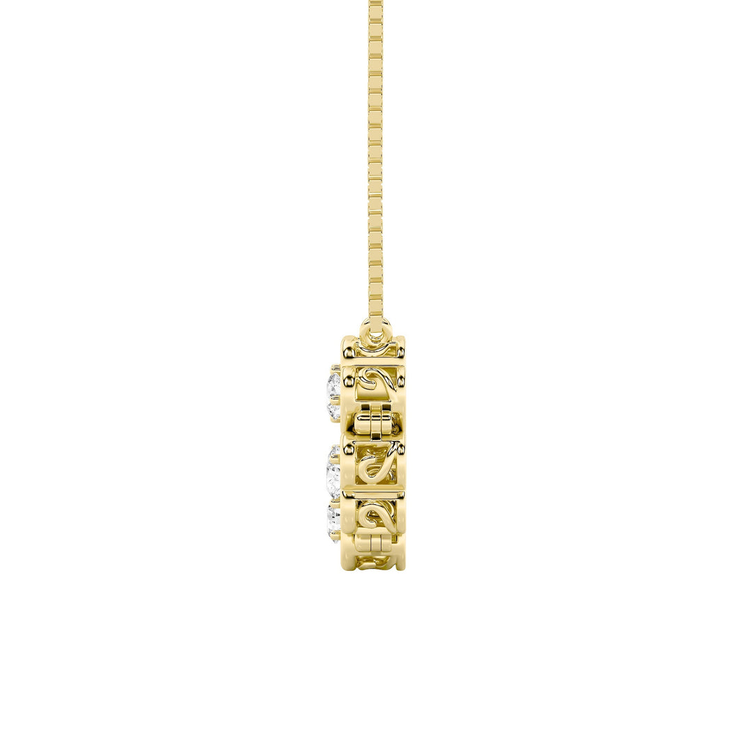 1Cttw Round Shaped Lab Grown Diamond (F/VS) HeartShaped Necklace in 14K Gold