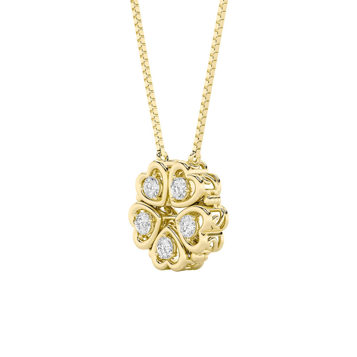 1Cttw Round Shaped Lab Grown Diamond (F/VS) HeartShaped Necklace in 14K Gold