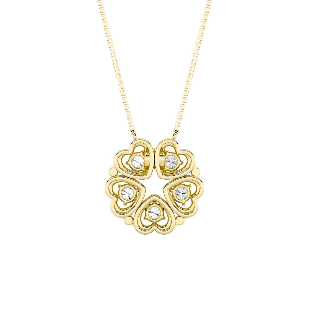 1Cttw Round Shaped Lab Grown Diamond (F/VS) HeartShaped Necklace in 14K Gold