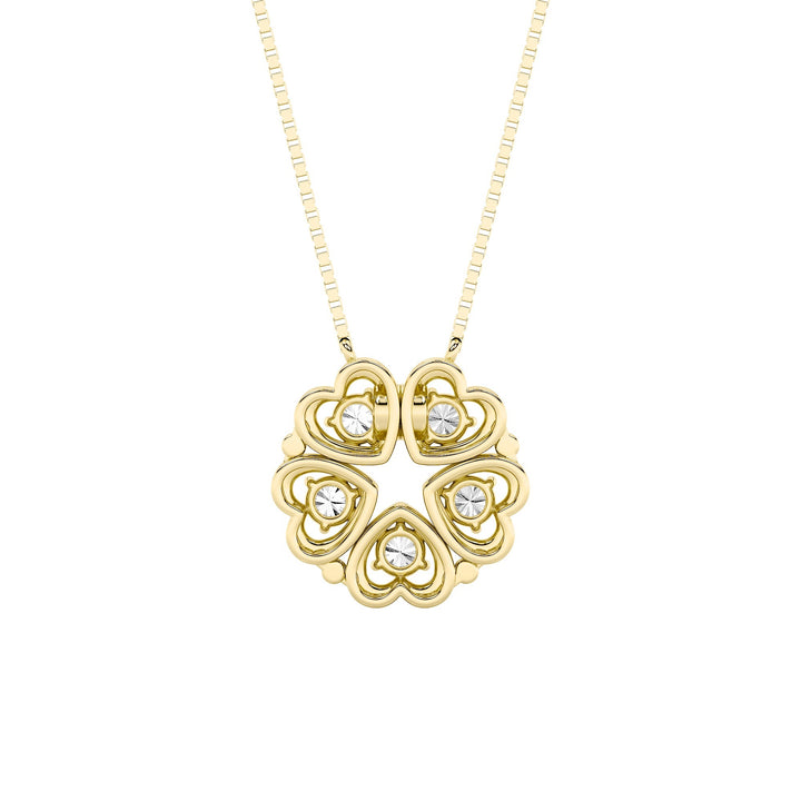 1Cttw Round Shaped Lab Grown Diamond (F/VS) HeartShaped Necklace in 14K Gold