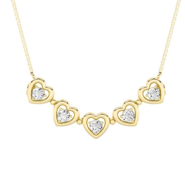 1Cttw Round Shaped Lab Grown Diamond (F/VS) HeartShaped Necklace in 14K Gold