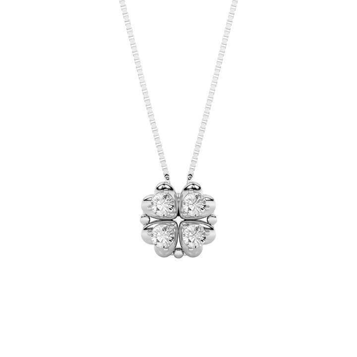 1Cttw Round Shaped Lab Grown Diamond (F/VS) HeartShaped Necklace in 14K Gold