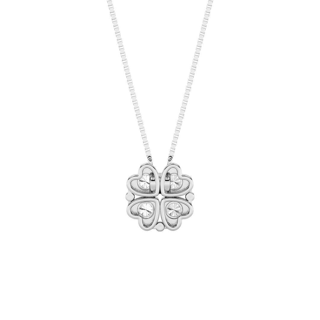 1Cttw Round Shaped Lab Grown Diamond (F/VS) HeartShaped Necklace in 14K Gold