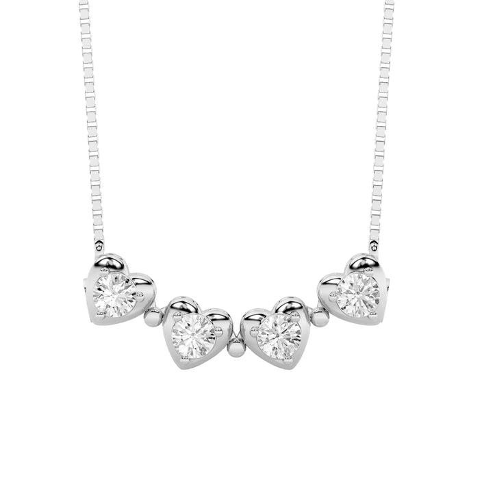 1Cttw Round Shaped Lab Grown Diamond (F/VS) HeartShaped Necklace in 14K Gold