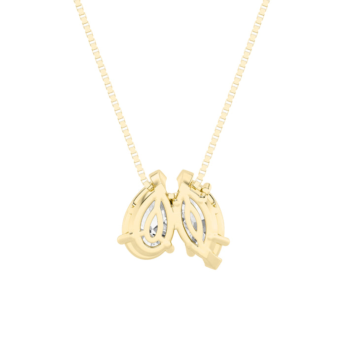 2.5Cttw Pear Shaped Fancy Yellow & White Lab Grown Diamond (F/VS) Two Stone Fancy Pendant in 14K Gold