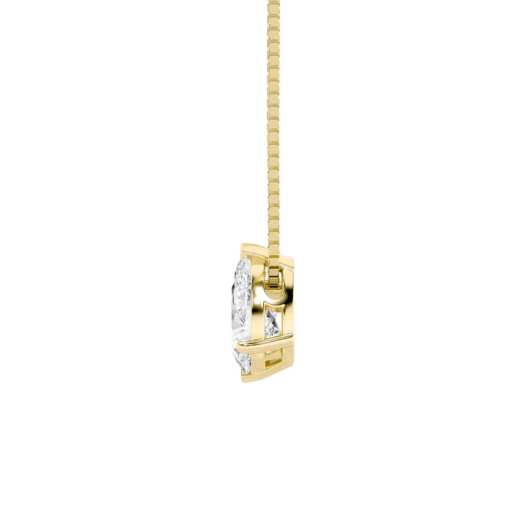2.5Cttw Pear Shaped Fancy Yellow & White Lab Grown Diamond (F/VS) Two Stone Fancy Pendant in 14K Gold