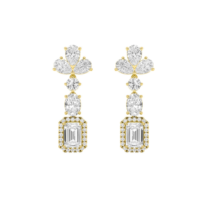 5.5Cttw Radiant Shaped Lab Grown Diamond (F/VS) Dangle Earrings in 14K Gold