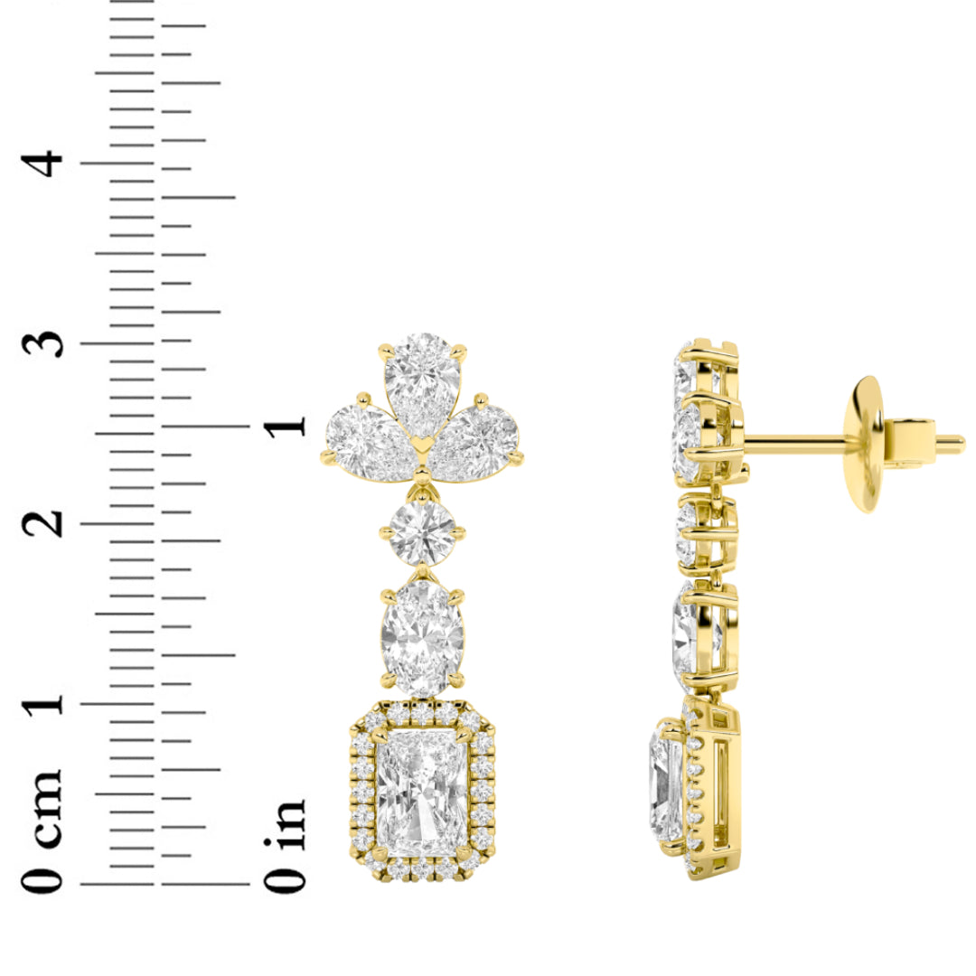 5.5Cttw Radiant Shaped Lab Grown Diamond (F/VS) Dangle Earrings in 14K Gold