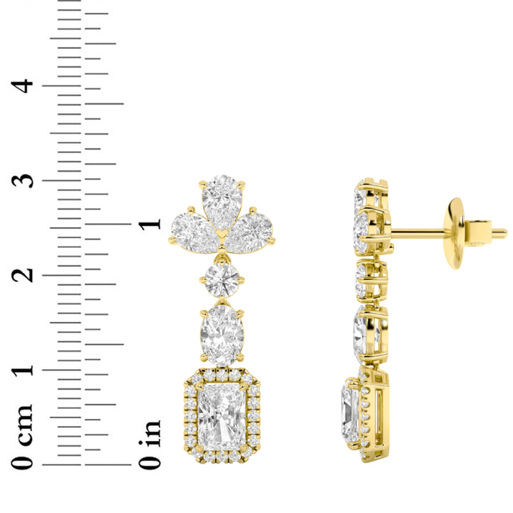 5.5Cttw Radiant Shaped Lab Grown Diamond (F/VS) Dangle Earrings in 14K Gold
