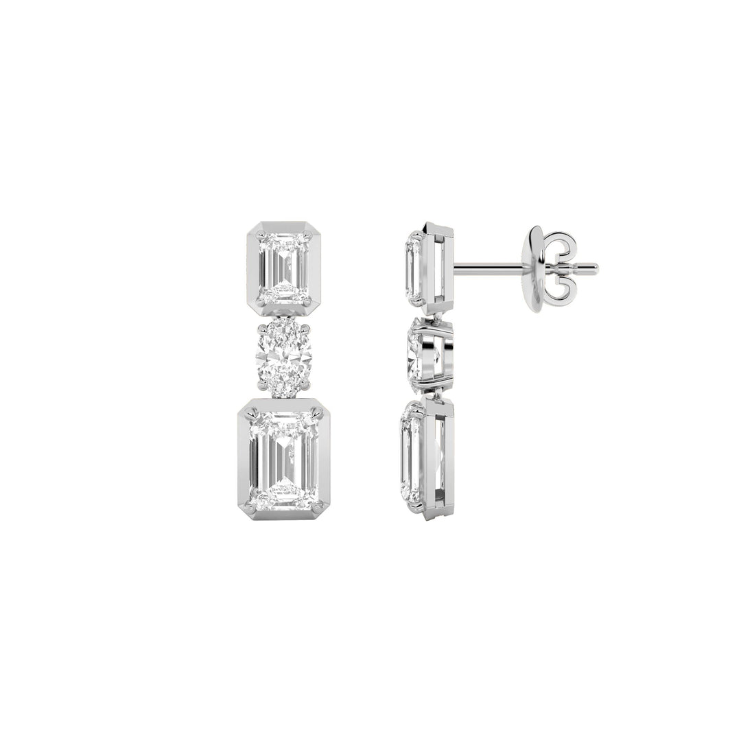 3CTW Radiant Shaped Lab Grown Diamond (F/VS) Dangle Earrings in 14K Gold