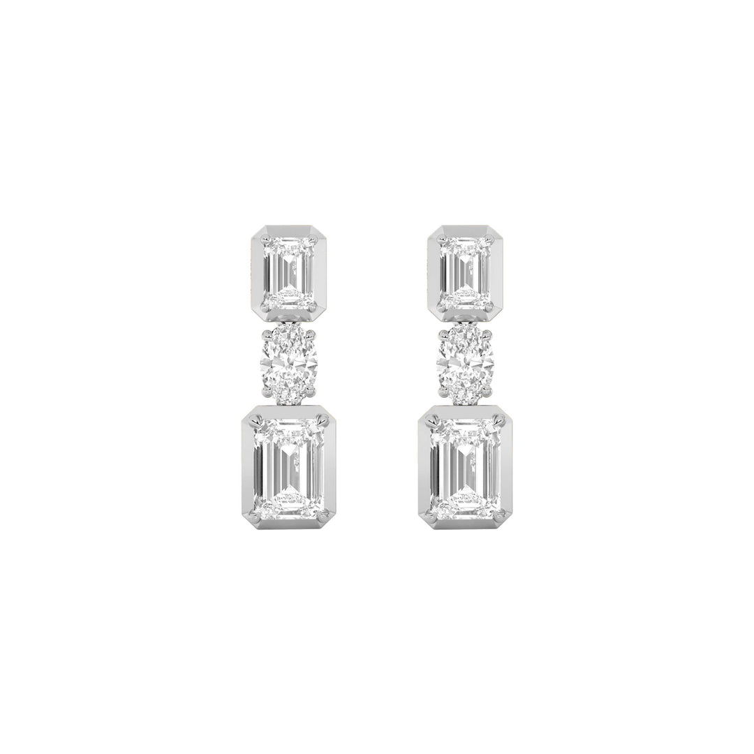 3CTW Radiant Shaped Lab Grown Diamond (F/VS) Dangle Earrings in 14K Gold