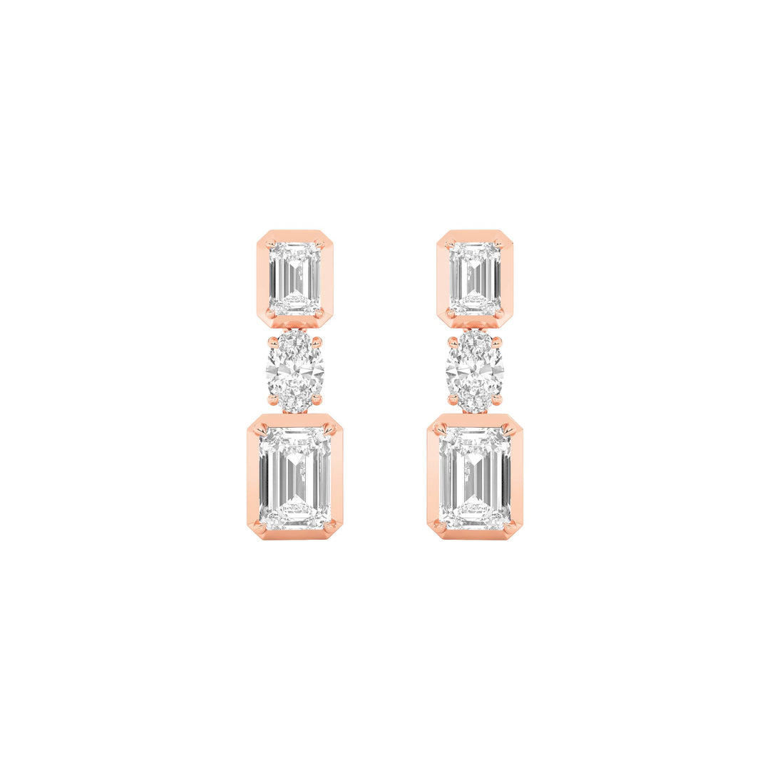 3CTW Radiant Shaped Lab Grown Diamond (F/VS) Dangle Earrings in 14K Gold