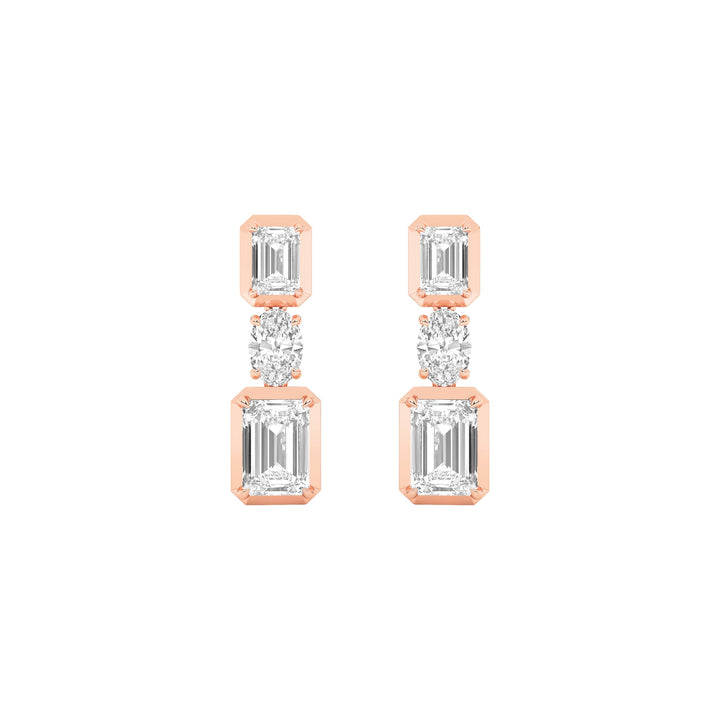 3CTW Radiant Shaped Lab Grown Diamond (F/VS) Dangle Earrings in 14K Gold