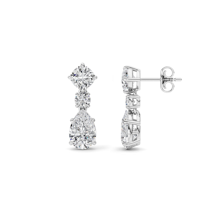 5Cttw Pear Shaped Lab Grown Diamond (F/VS) DangleEarrings in 14K Gold