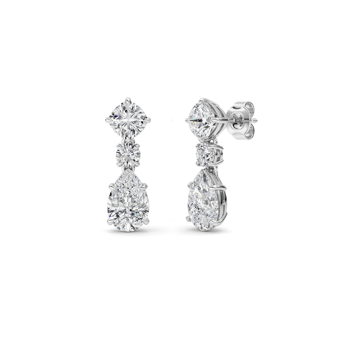 5Cttw Pear Shaped Lab Grown Diamond (F/VS) DangleEarrings in 14K Gold