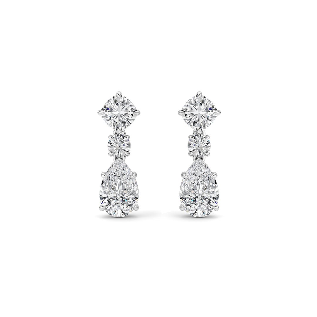 5Cttw Pear Shaped Lab Grown Diamond (F/VS) DangleEarrings in 14K Gold