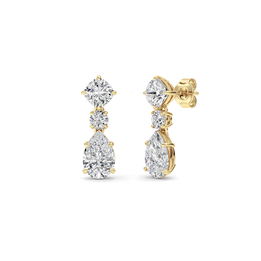 5Cttw Pear Shaped Lab Grown Diamond (F/VS) DangleEarrings in 14K Gold