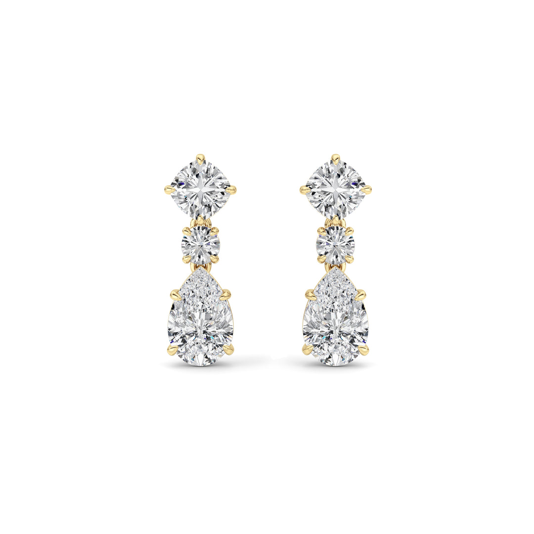 5Cttw Pear Shaped Lab Grown Diamond (F/VS) DangleEarrings in 14K Gold