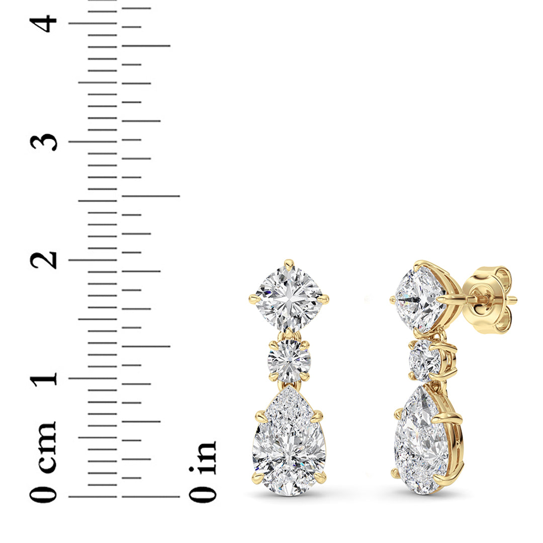 5Cttw Pear Shaped Lab Grown Diamond (F/VS) DangleEarrings in 14K Gold