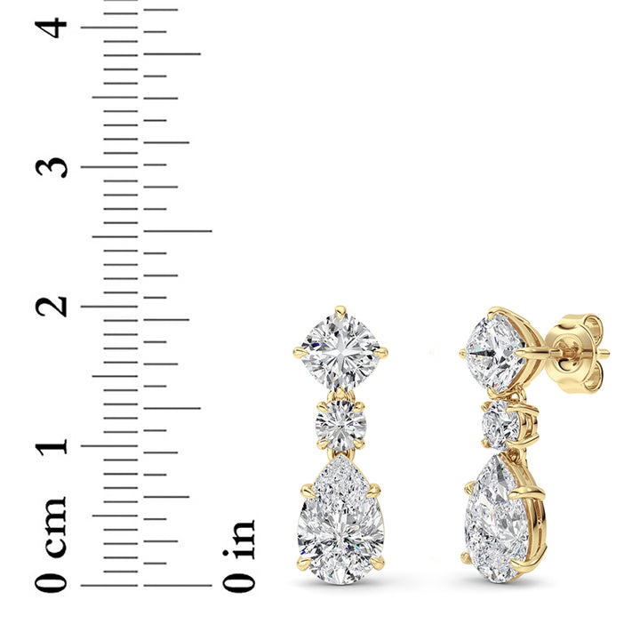 5Cttw Pear Shaped Lab Grown Diamond (F/VS) DangleEarrings in 14K Gold