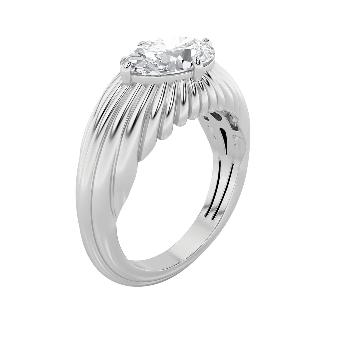2Cttw Oval Shaped Lab Grown Diamond (F/VS) Fancy Solitaire Ring in 14K Gold